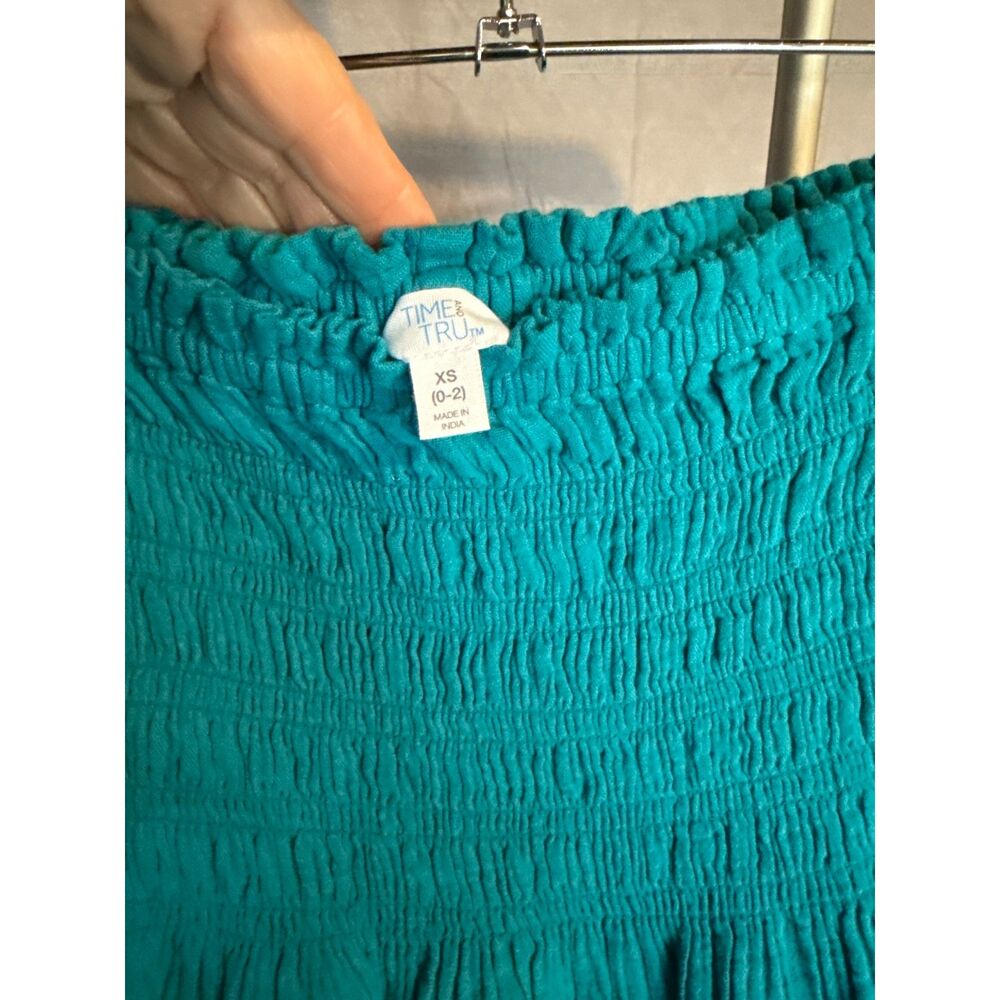 Time & Tru Cotton Gauze Skirt Smocked Waist Tiered Boho Midi NWT XSmall. - Picture 6 of 10